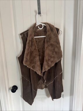 Altar'd State Plush Faux Fur Vest - Taupe Brown